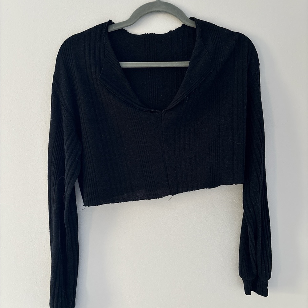 Black Ribbed Women's Top